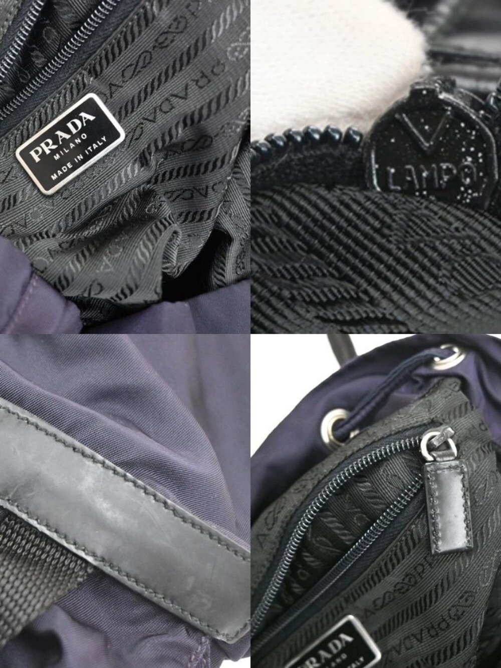 PRADA MILANO Logo Tessuto Drawstring Backpack Nylon Leather PE SHW Italy 35CB021 - Picture 14 of 15